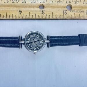 Disney Time Works Mickey Mouse Four Faces 8" Watch Bracelet Leather VNTG Japan